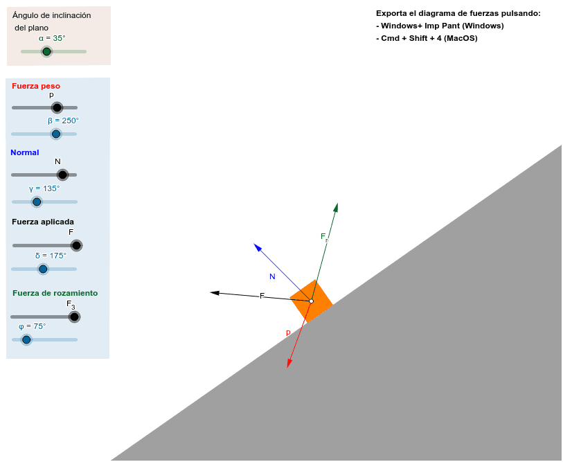 Diagrama De Fuerzas En El Plano Inclinado Geogebra