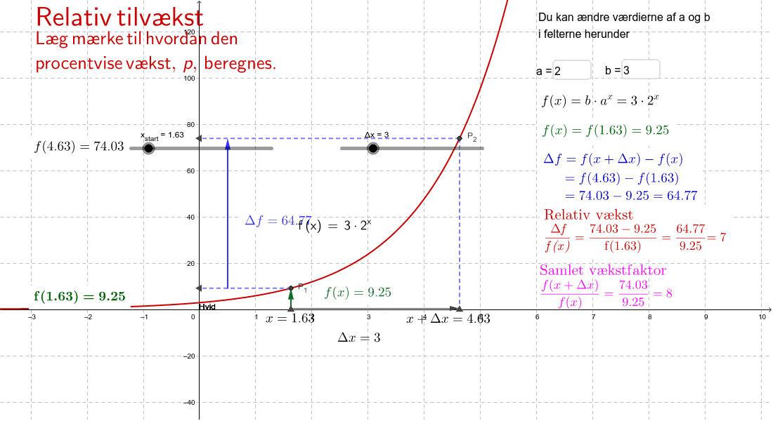 Relativ Tilvækst - Eksponentiel Vækst – GeoGebra