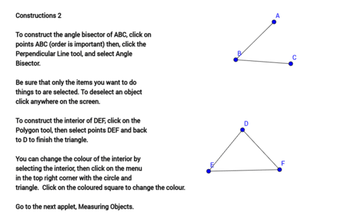 Grade 7 Constructions 2 – GeoGebra