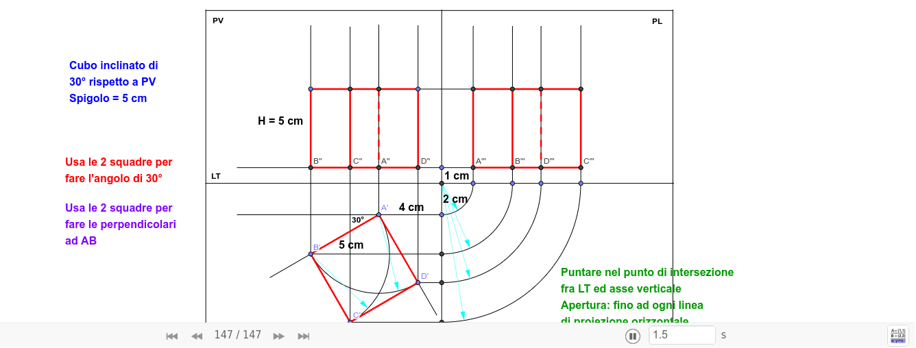 Proiezioni Ortogonali Cubo Inclinato Di 30 Su Pv Geogebra