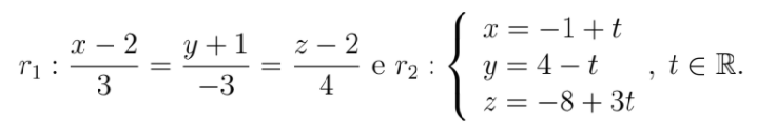 Atividade 2. Utilize o aplicativo anterior para determinar se as seguintes retas se intersectam 