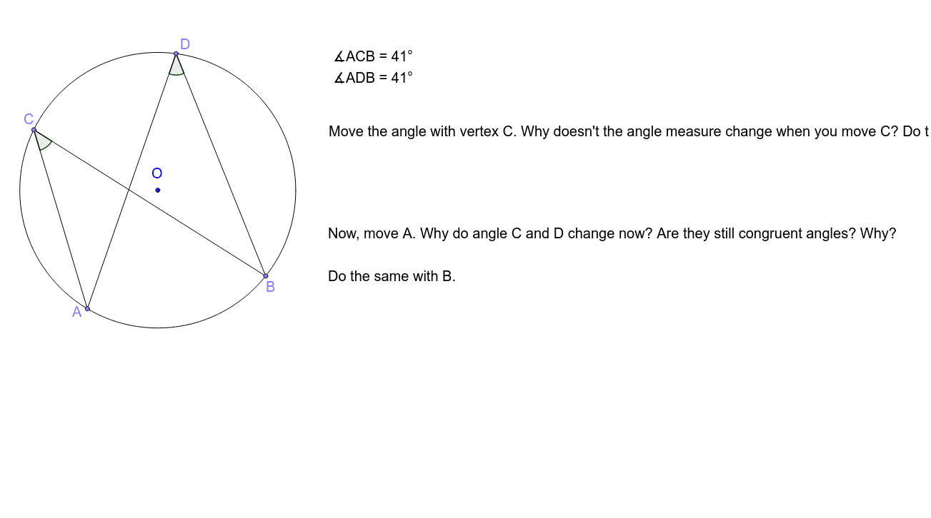 congruent inscribed angles and congruent arcs – GeoGebra