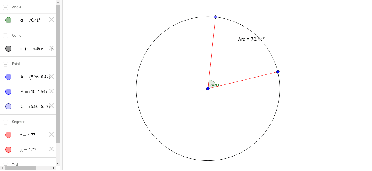 Central Angle & Arc Relation – GeoGebra