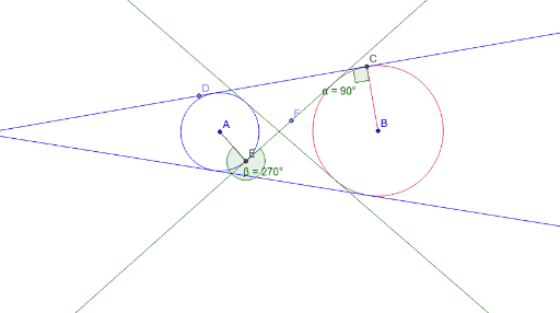 Tangen sepunya bulatan tidak sama saiz – GeoGebra