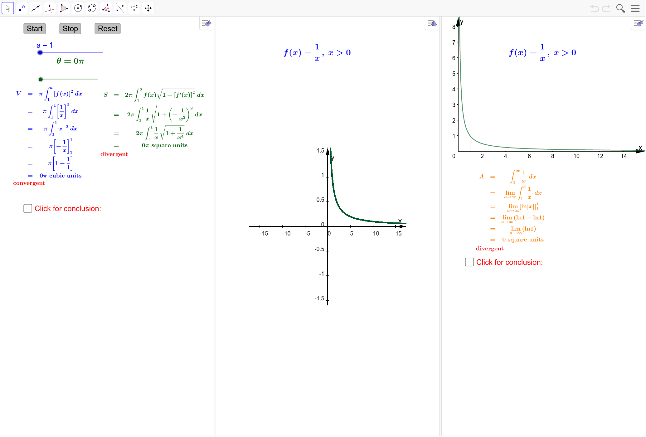 Gabriel's Horn 01 – GeoGebra