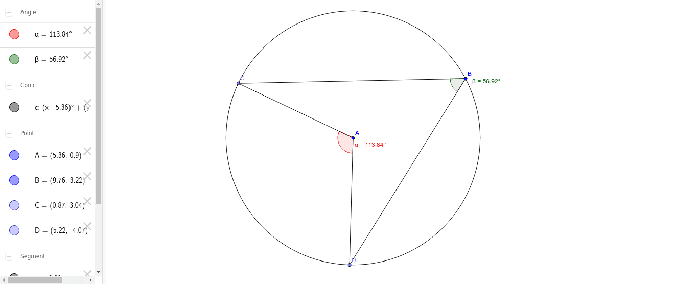 Circle Theorems Arrowhead Rule – GeoGebra