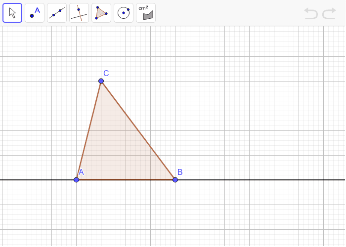 Cuadratura de un triángulo con regla y compás GeoGebra