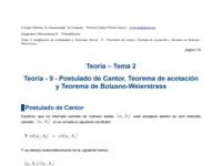 Teoría - 9 - Postulado de Cantor, Teorema de acotación y Teorema de Bolzano-Weierstrass.pdf
