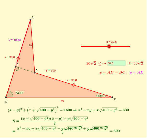 Problema de Geometria 104: Cuadrilátero, Diagonales, Angulo, 90 Grados.  Software.