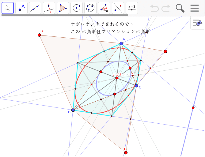 ナポレオン点と内接楕円 Geogebra