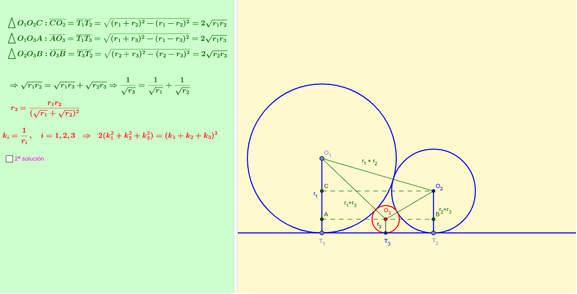 Tres Circunferencias Y Una Recta Mutuamente Tangentes Geogebra