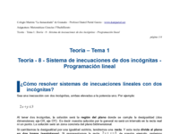 Teoría - 8 - Sistema de inecuaciones de dos incógnitas - Programación lineal.pdf