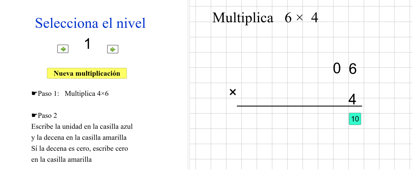 Multiplicación por una cifra GeoGebra