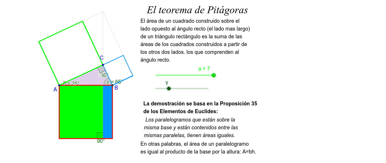 Teorema De Pitágoras Otra Demostración Geogebra 7699