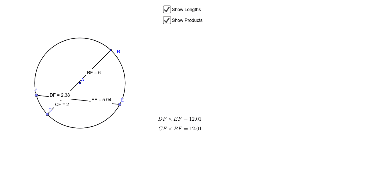 Chord Chord Product Theorem Geogebra