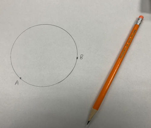 Plot two points A and B anywhere on the circle. 