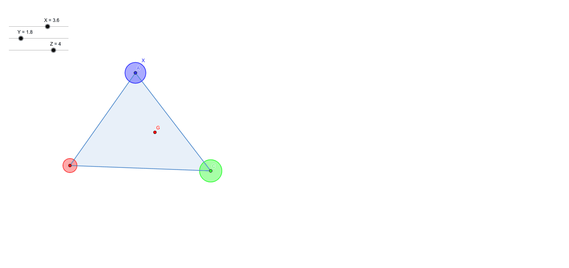 三角形の重心 重さあり Geogebra