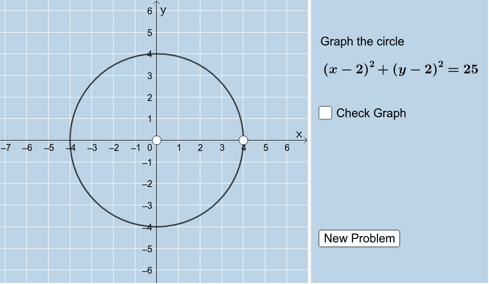 Quiz Circle Graphing Eq In Standard Form Geogebra