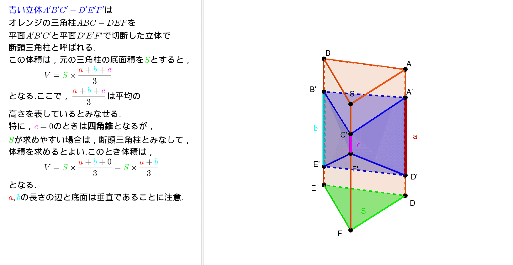 断頭三角柱 Geogebra