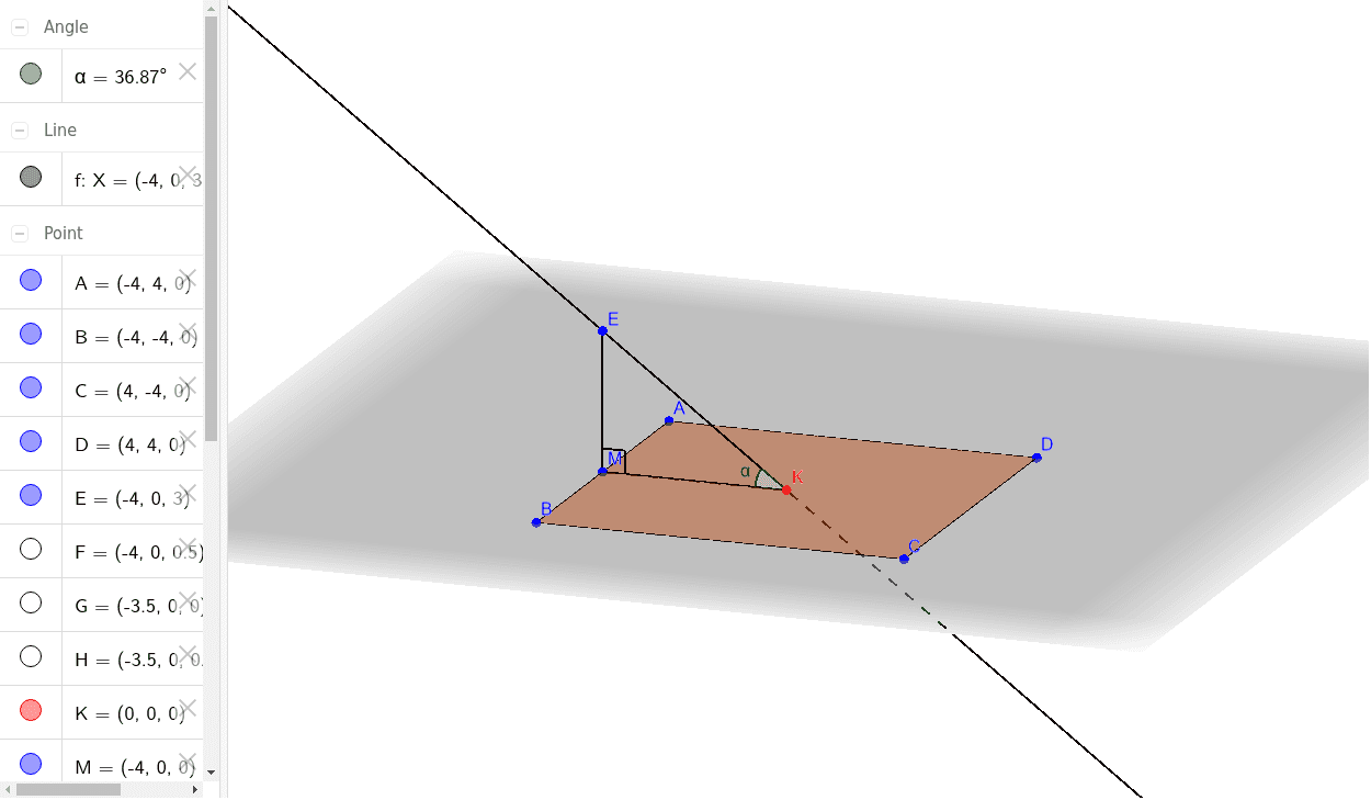 Angle Between A Line And A Plane Definition 線與平面的交角定義 Geogebra