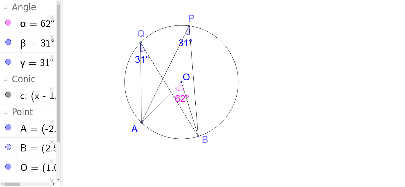 円周角の定理 Geogebra