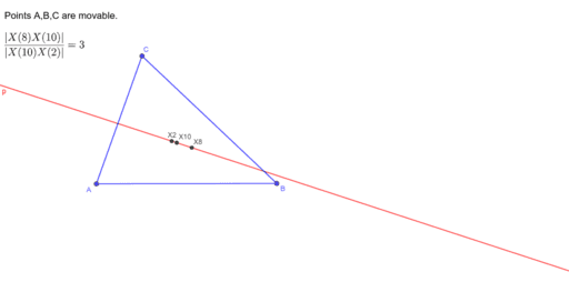 Three collinear triangle centers – GeoGebra