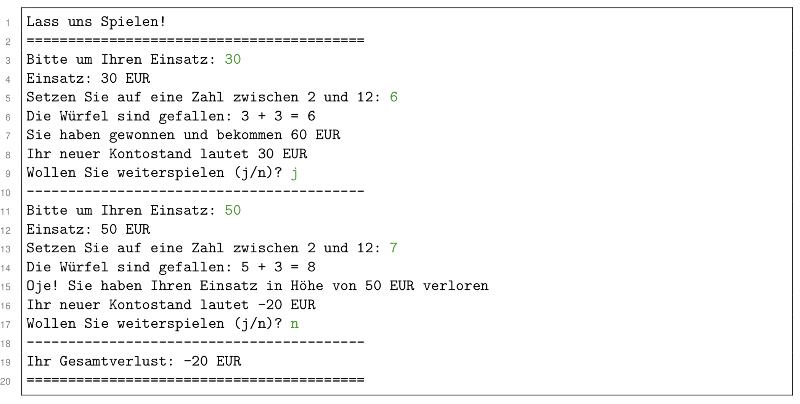 Beispieldialog: