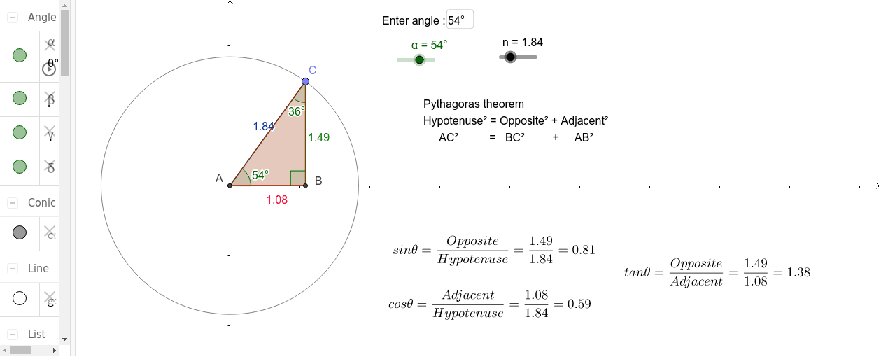 Trigonometric Ratios Geogebra 8995