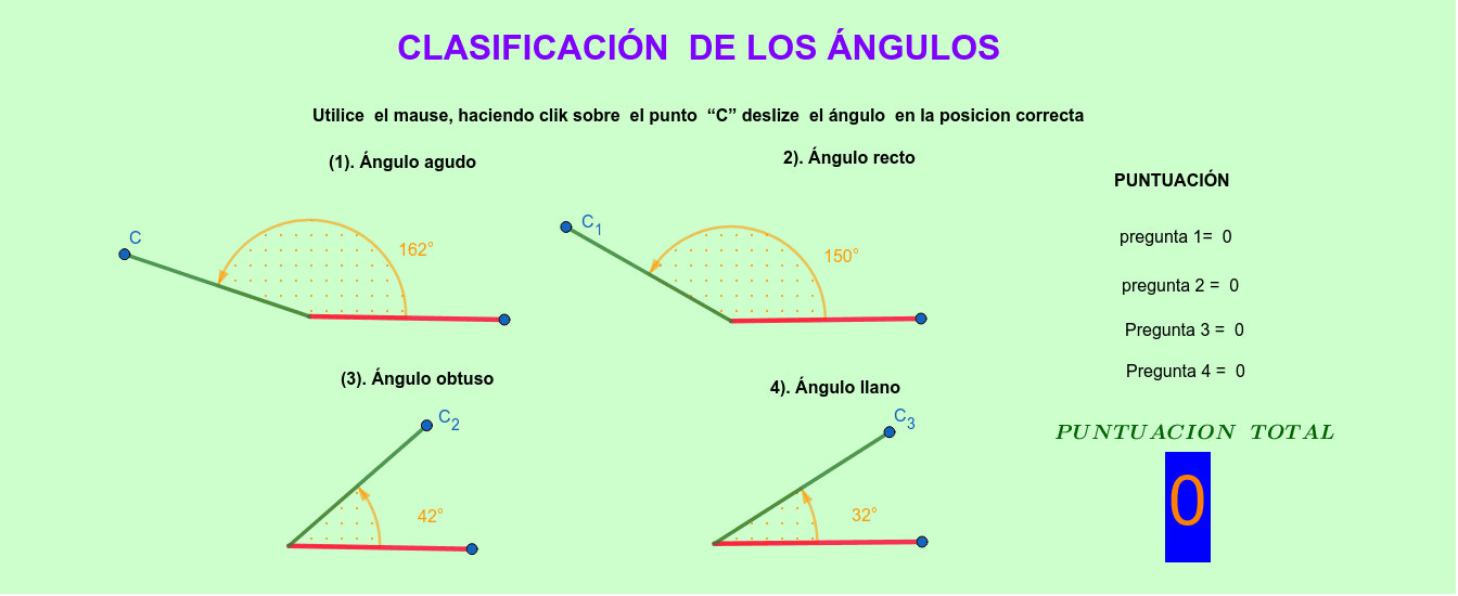 Clasificación de los ángulos – GeoGebra
