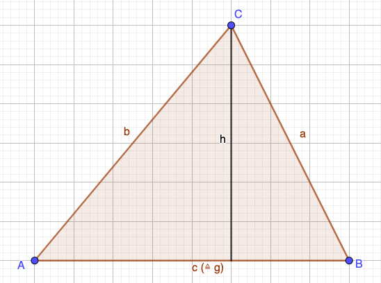 Umfang:

u = a + b + c

Flächeninhalt:

[math]A=\frac{1}{2}g\cdot h[/math]