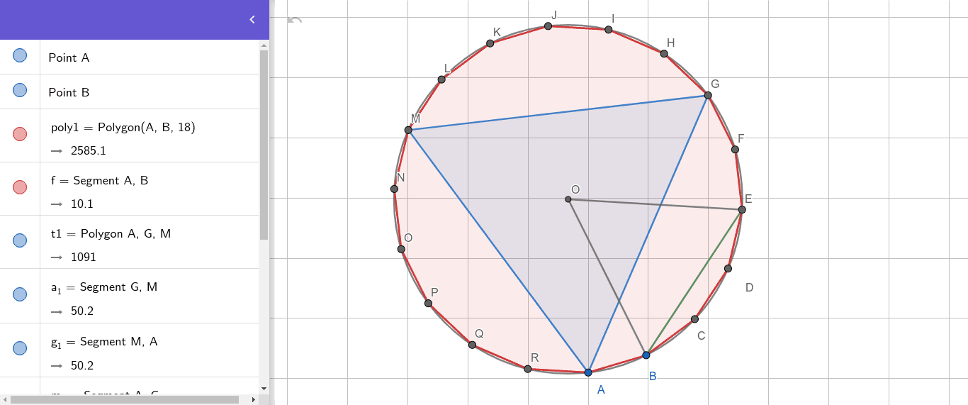 مضلع ذو 18 ضلع منتظم Geogebra