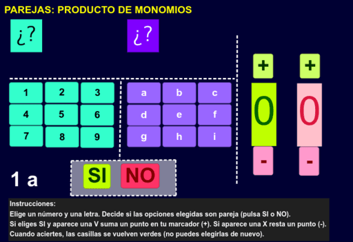 Las Parejas Producto De Monomios Geogebra