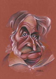 Carl Friedrich Gauss (1777 – 1855). Caricatura de la exposición [i]El rostro humano de las Matemáticas[/i].