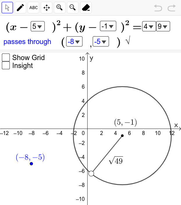 Equations Of Circles V3 Open Middle Problem Geogebra