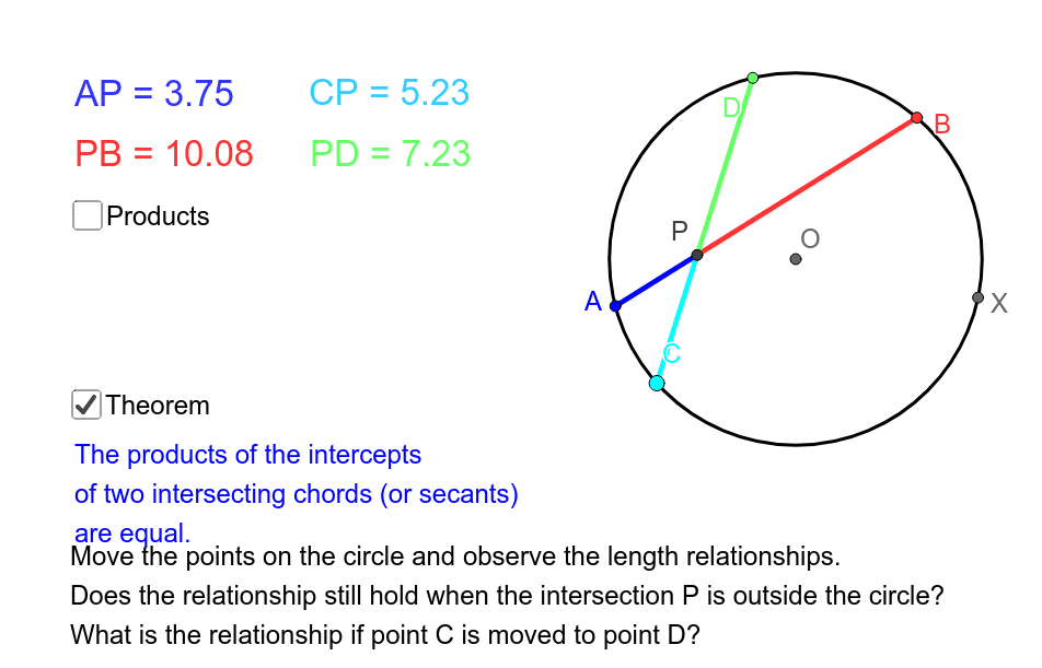 Intersecting Chords Secants And Tangents Geogebra 9330