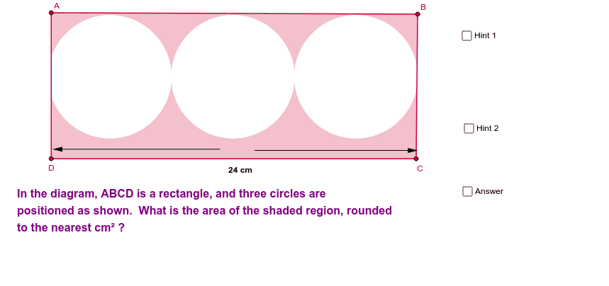 shaded region circles in rectangle