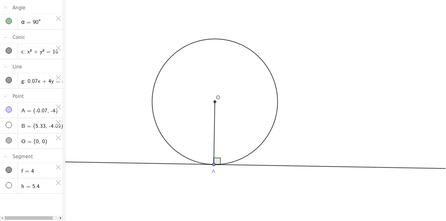 円と接線 No 1 Geogebra