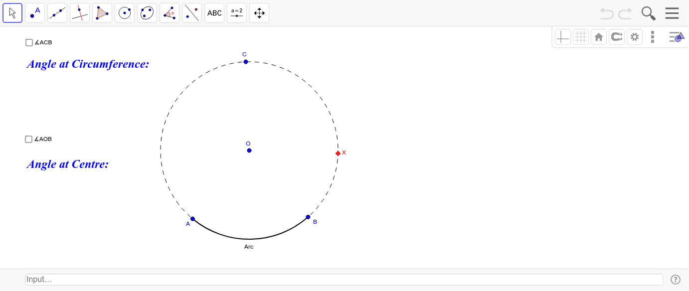 Angles at Circumference & Centre – GeoGebra