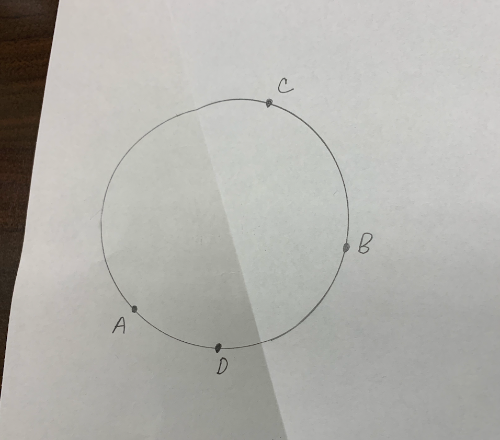 Plot two new points C and D on the circle. 