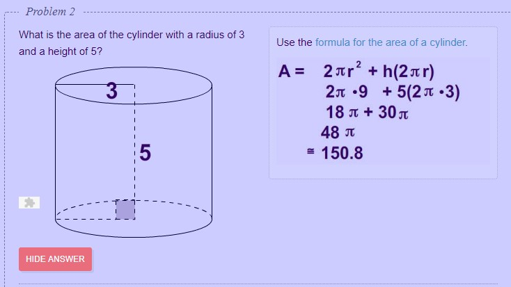 cylinder area formula