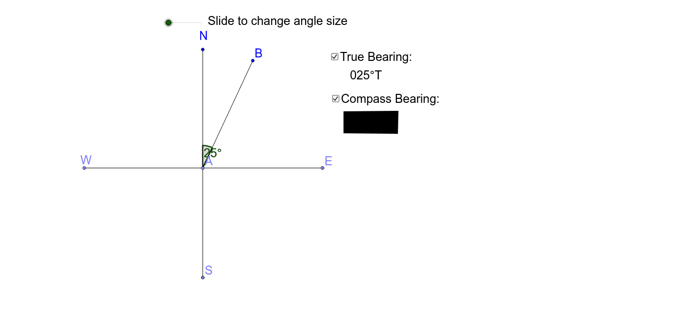 True and Compass Bearing GeoGebra