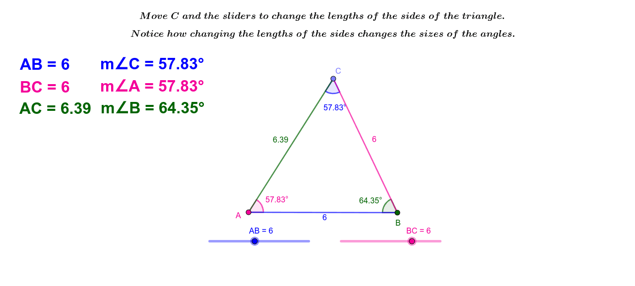Ordering Triangle Angles By Side Lengths Geogebra 2322