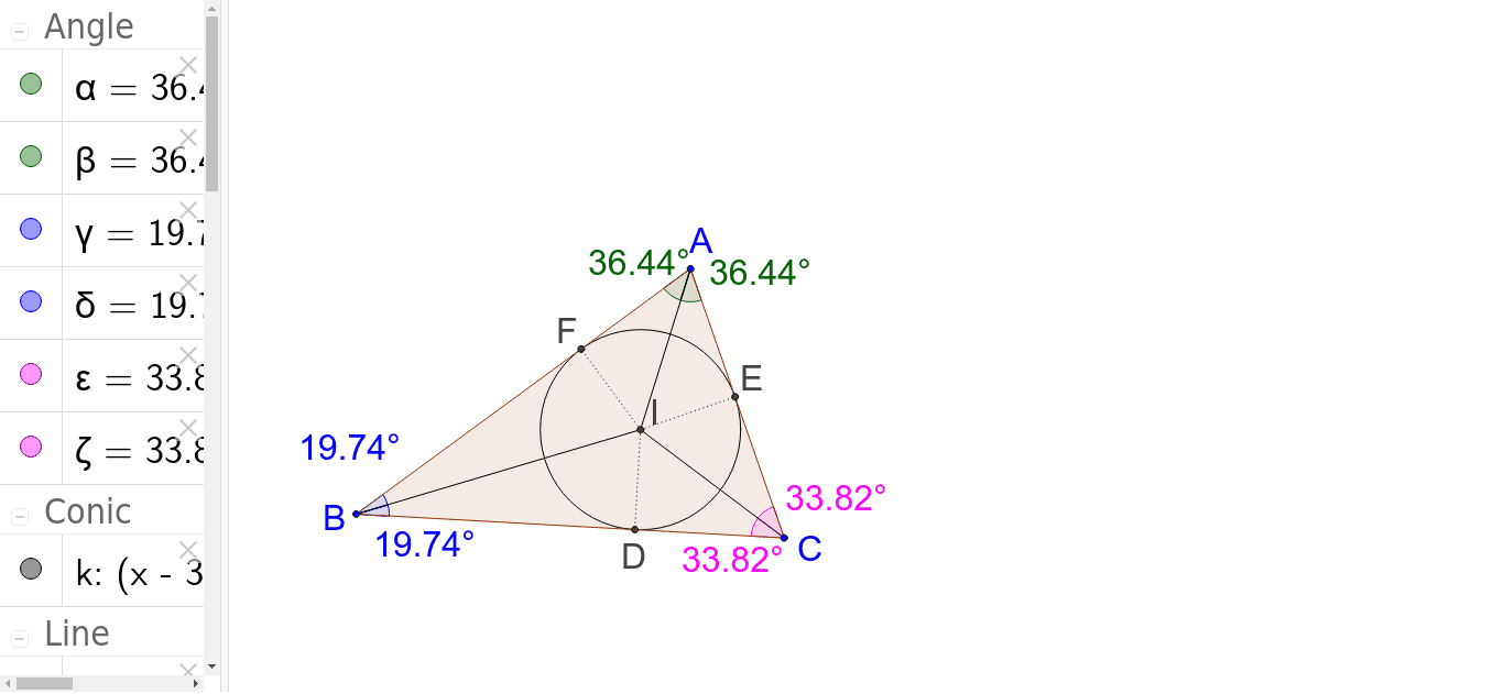 内心 図形の性質 とくに角度 Geogebra