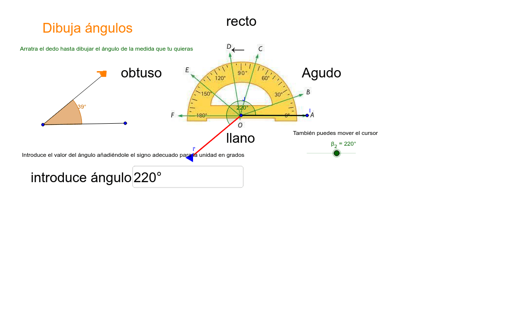 Transportador para medir ángulos en grados – GeoGebra