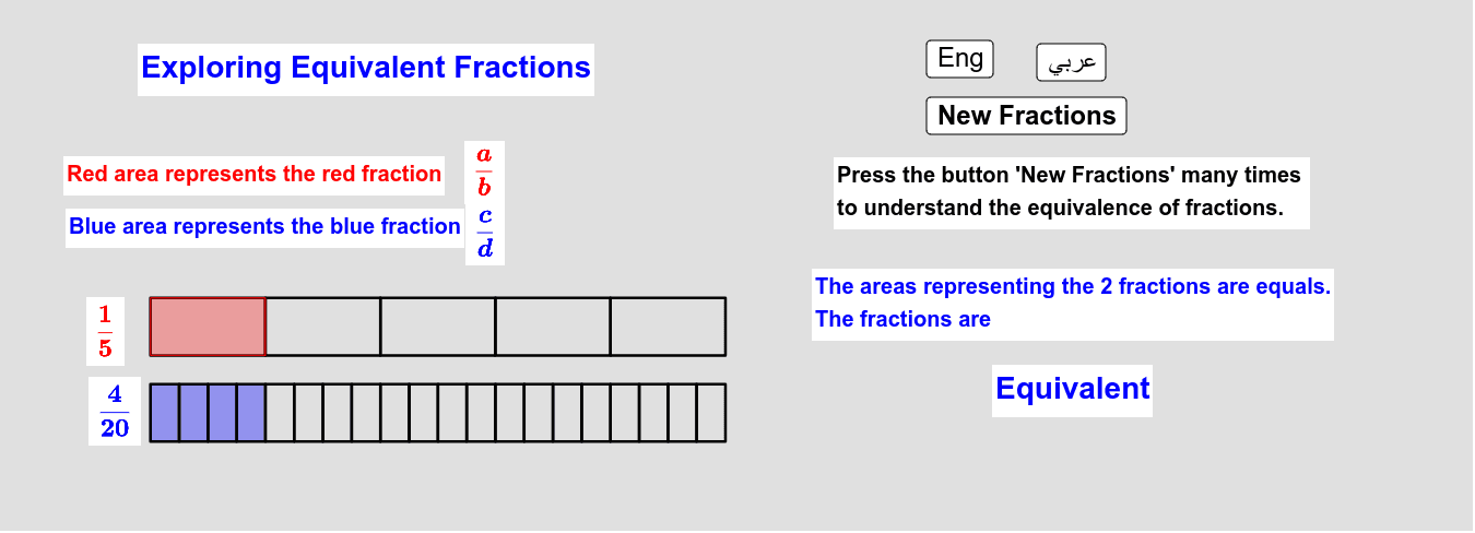 fractions geogebra الكسور equivalent