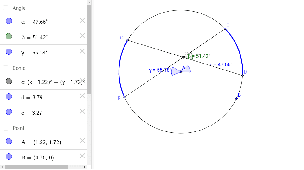 Interior angles of a Circle – GeoGebra