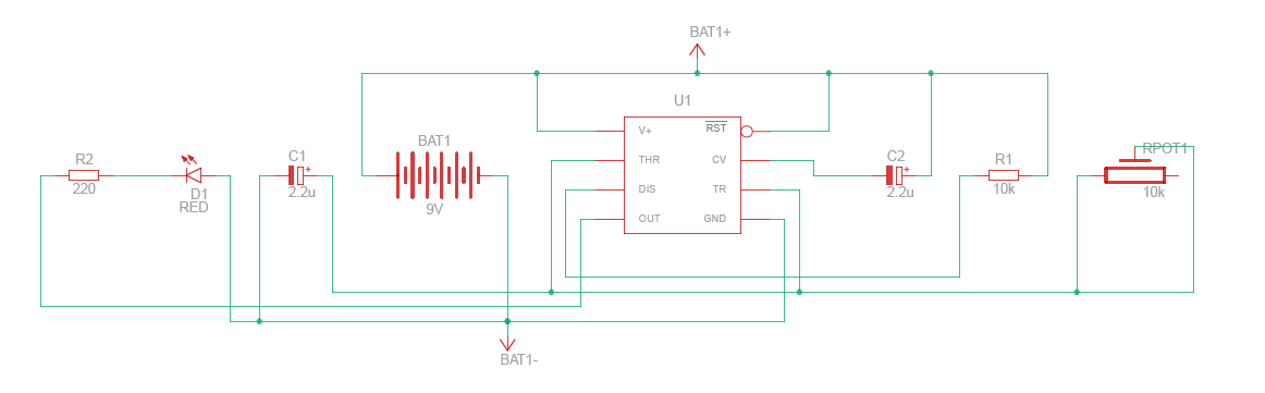 Con el material de electrónica que se te entregó, arma el siguiente circuito en el protoboard.