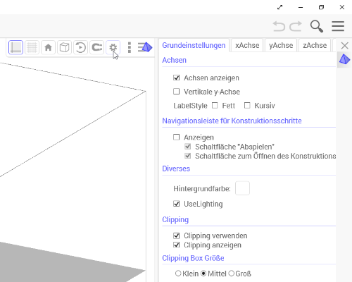 Tab/Web auch via Gestaltungsleiste den Einstellungsdialog öffnen