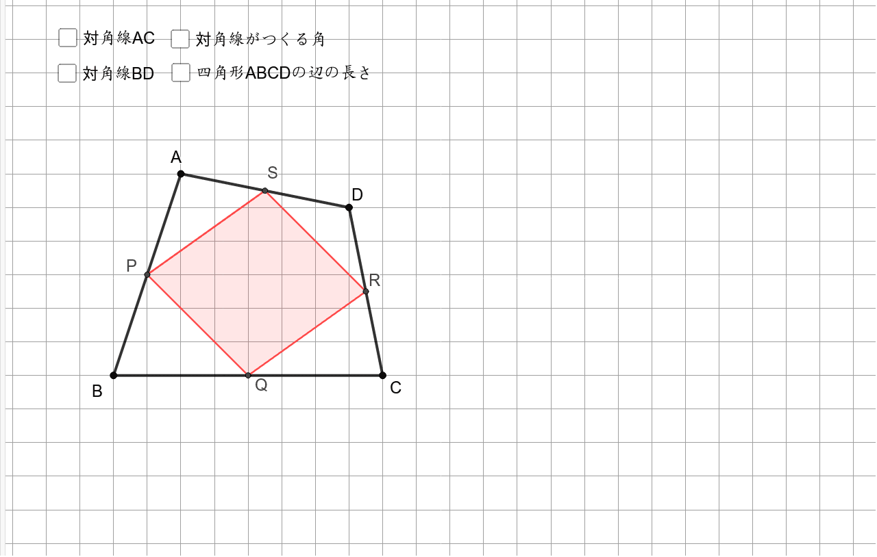 四角形の各辺の中点を結んだ図形 Geogebra