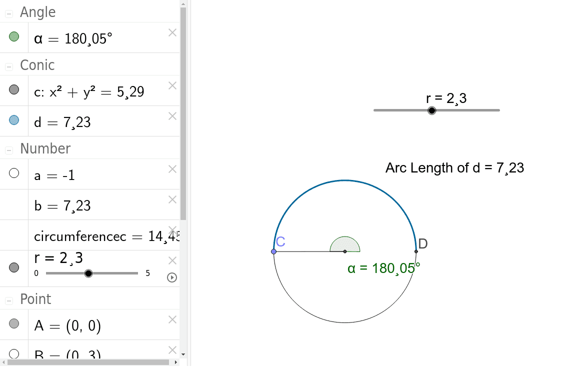 arc length – GeoGebra